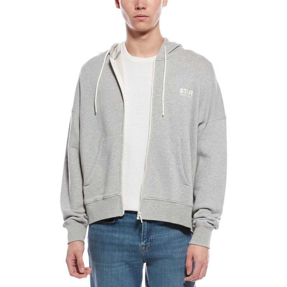Golden Goose Mens  Star Zip Hoodie, Gray